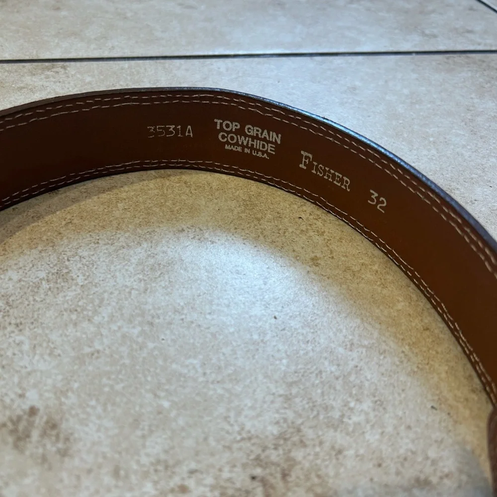 Fisher Vintage Multicolor Patterned Southwestern Leather Top Grain Cowhide Belt - Picture 4 of 5